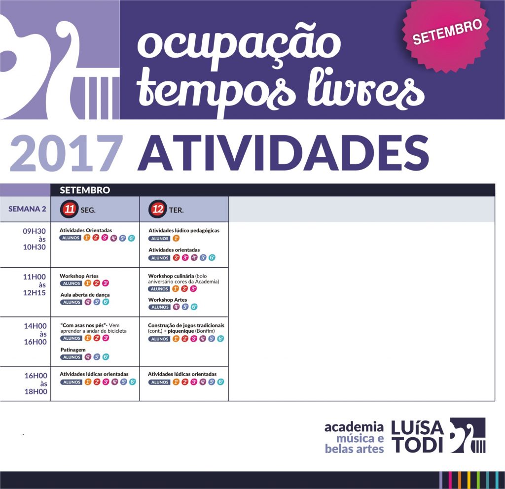Tempos Livres 11 e 12 de setembro